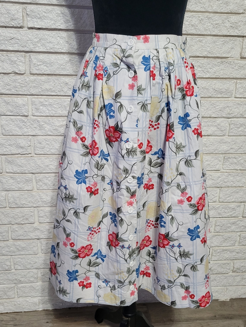 Susan Bristol Sz 10 Vtg Pleated Floral  Cottage Core Whimsy Skirt  Made USA